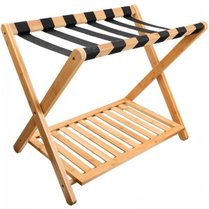 Bamboo Foldable Suitcase Stand for Guest Room Bedroom Hotel