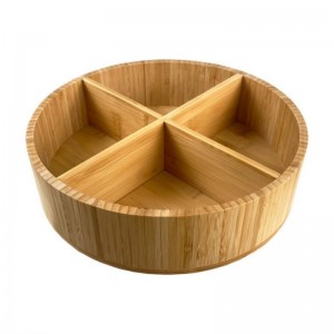 Bamboo Rotating Tray Storage Oragnizer Tray